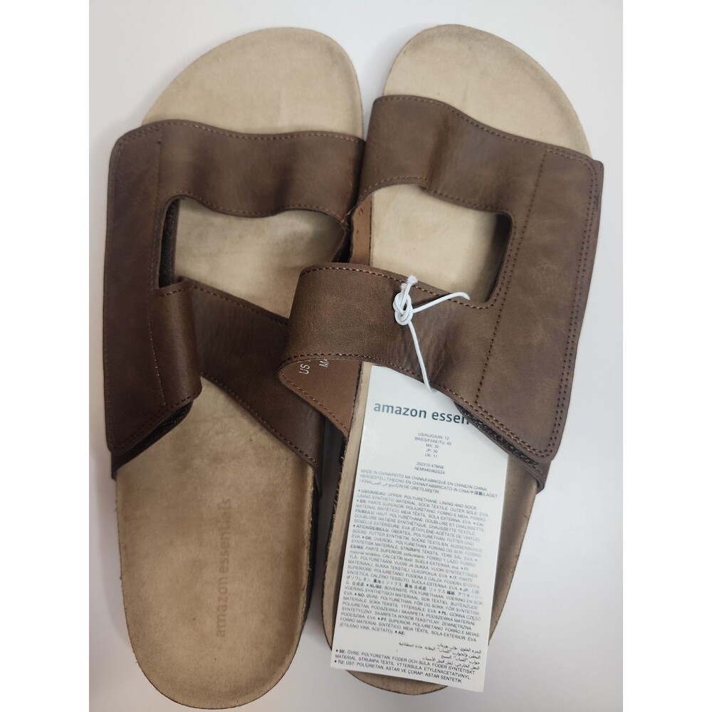 Amazon Essentials Men's Adjustable Fauz Cork Slide Sandals - Size 12 NWT